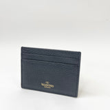 VALENTINO ROCKSTUD CARD HOLDER IN BLK LEA & GHW