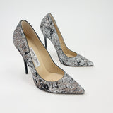 JIMMY CHOO ANOUK SILVER & PINK GLITTER PUMPS sz 36.5