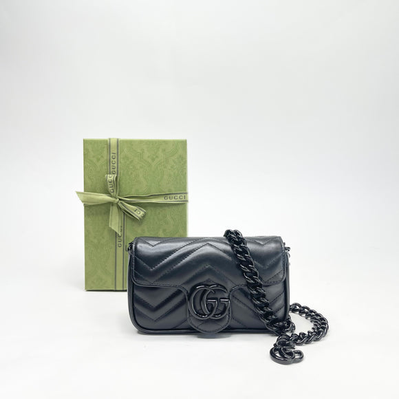 GUCCI MARMONT BLK LEATHER SUPER MINI