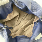 BOTTEGA VENETA BLUE NAPPA INTRECIATTO LEA CAMPANA HOBO BAG