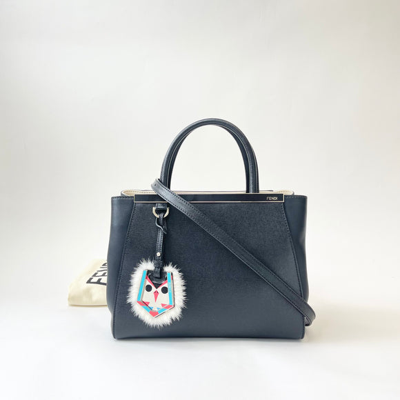FENDI 2 JOURS PETITE BLK LEA 2 WAY BAG 