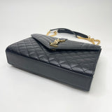 SAINT LAURENT ENVELOPE TWO WAY IN BLK GRAIN DE POUDRE LEA & GHW