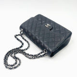 CHANEL BLK CAVIAR LEA LARGE DOUBLE FLAP SHW