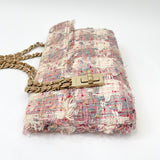 CHANEL VERTICAL LOCK FLAP IN PINK TWEED & MATTE GHW