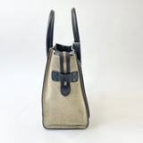 CELINE MICRO LUGGAGE IN TRI COLOR BLK CLF LEA GREEN SUEDE & CANVAS