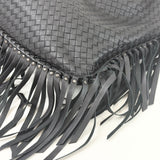 BOTTEGA VENETA WOVEN BLK CALF LEA LARGE FRINGE HOBO - BLuxe Boutique
