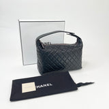 CHANEL HOBO LUNCH BOX TOTE IN BLK LMBSKN LEA & SHW