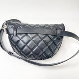 CHANEL BLK QUILTED LMSKIN W SHW BUM/BELT BAG