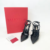VALENTINO ROCKSTUD NOIR/BLK MATTE LEA PUMPS sz 39