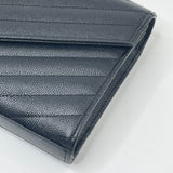 SAINT LAURENT CASSANDRE CHAIN WALLET/ CROSSBODY IN BLK GRAIN DE POUDRE LEA & SHW