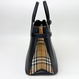 BURBERRY MEDIUM BANNER TOTE IN BLK PEBBLED LEA
