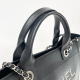 CHANEL DEAUVILLE STUDDED BLK CAVIAR LEA TOTE BAG