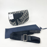 CHRISTIAN DIOR SADDLE OBLIQUE CANVAS & BLK LEA CROSSBODY BAG