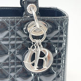 CHRISTIAN DIOR LADY DIOR MEDIUM IN BLK PAT & SHW W STRAP