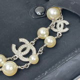 CHANEL CC 5 LOGO CRYSTAL & PEARL LONG NECKLACE