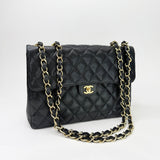 CHANEL SINGLE FLAP JUMBO IN BLK CAVIAR LEA & GHW - BLuxe Boutique