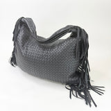 BOTTEGA VENETA WOVEN BLK CALF LEA LARGE FRINGE HOBO - BLuxe Boutique