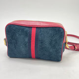 GUCCI OPHIDIA MINI CROSSBODY IN NAVY SUEDE