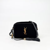 SAINT LAURENT LOU CAMERA CROSSBODY IN BLK VELVET & GHW - BLuxe Boutique