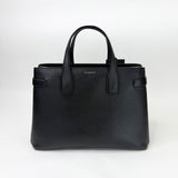 BURBERRY MEDIUM BANNER TOTE IN BLK PEBBLED LEA