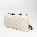 CHANEL PERFECT EDGE FLAP BAG IN AGED WHITE CALFSKIN LEA & RUTHENIUM HW