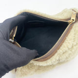 SAINT LAURENT SADE MINI TUBE IN BEIGE SHEARLING & GHW