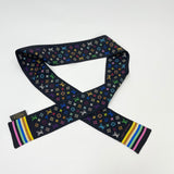 LOUIS VUITTON X TAKASHI MURAKAMI BLK MULTI COL SILK BANDEAU