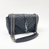 SAINT LAURENT YSL TRIQUILT ENVELOPE CROSSBODY IN BLK GOATSKIN LEA & RHW