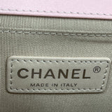 CHANEL SMALL BOY IN PATENT CRM & LT PINK LEATHER W SILVER HARDWARE BAG