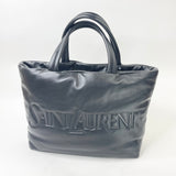 SAINT LAURENT YSL BLK LAMBSKIN LEA PUFFER XL TOTE/ AIRPORT BAG 