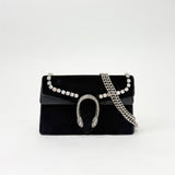 GUCCI DIONYSUS SUPER MINI MULTI WAY IN BLK VELVET W CRYSTALS