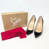 CHRISTIAN LOUBOUTIN BLK PATENT PIGALLE FOLLIES SZ 38