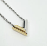 LOUIS VUITTON ESSENTIAL V LOGO TWO TONE NECKLACE