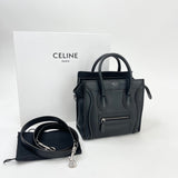 CELINE NANO LUGGAGE IN BLK PEBBLED LEA W SHW