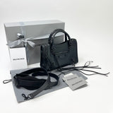 BALENCIAGA MINI CLASSIC CITY TWO WAY / CROSSBODY IN MATTE BLK CROC & BHW