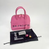 BALENCIAGA VILLE SM TOP HANDLE PINK COATED CANVAS TOTE