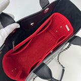 CHANEL DEAUVILLE STUDDED BLK CAVIAR LEA TOTE BAG