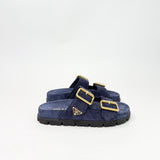 PRADA NAVY SUEDE DOUBLE STRAP BUCKLE SANDALS sz 35.5 - BLuxe Boutique