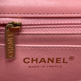 PRE LOVED CHANEL CLASSIC MINI SQUARE IN PINK LMBSKIN & AGED GHW