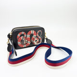 GUCCI KINGSNAKE BLK LEA CAMERA CROSSBODY BAG