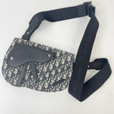 CHRISTIAN DIOR SADDLE OBLIQUE CANVAS & BLK LEA CROSSBODY BAG
