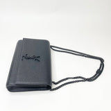 SAINT LAURENT KATE IN BLK GRAIN DE POUDRE EMBOSSED LEATHER & BHW