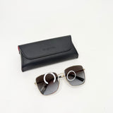 VALENTINO ROCKSTUD SQUARE BRN GRADIENT LENS & GOLD FRAME SUNGLASSES - BLuxe Boutique