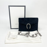 GUCCI DIONYSUS BLK VELVET & CRYSTAL CHAIN WALLET/ CROSSBODY