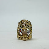GUCCI GOLD TONE LIONS HEAD RING W CRYSTAL