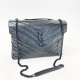 SAINT LAURENT YSL LOULOU MEDIUM IN BLK LEA W BLK HW