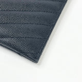SAINT LAURENT TOP ZIP BILL POUCH/ CLUTCH IN BLK MATELASSE LEA & SHW