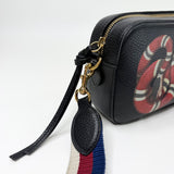 GUCCI KINGSNAKE BLK LEA CAMERA CROSSBODY BAG