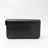 PRADA BLK SAFFIANO LEA DOUBLE ZIP ORGANIZER CLUTCH