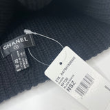 CHANEL BLK / WHT WOOL & CASHMERE BEANIE HAT